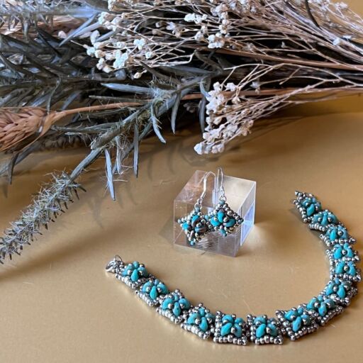 Twin Simple Set Square Turquoise Silver