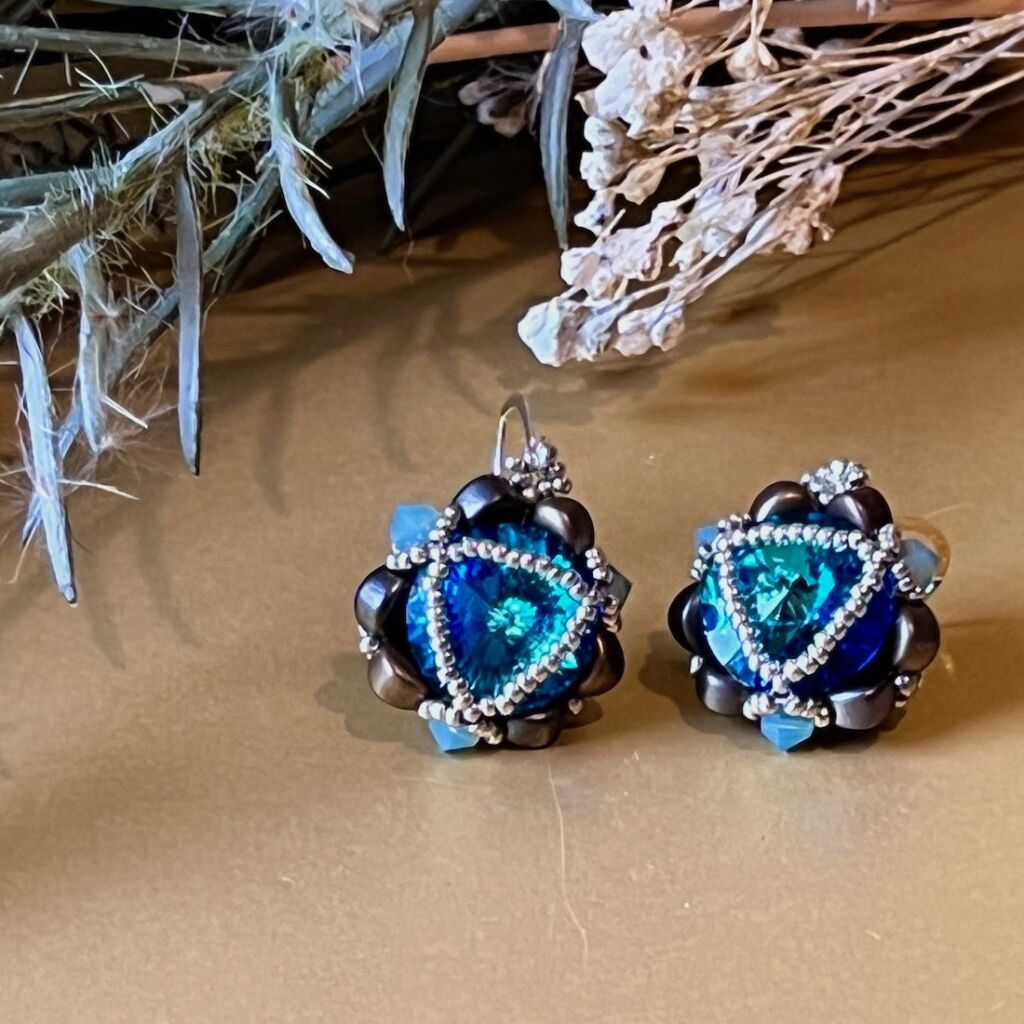 Tudor Rose Earrings Blue