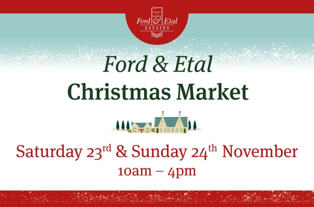 Ford and Etal christmas market poster Sunday 24th November 2024 10am to 4pm